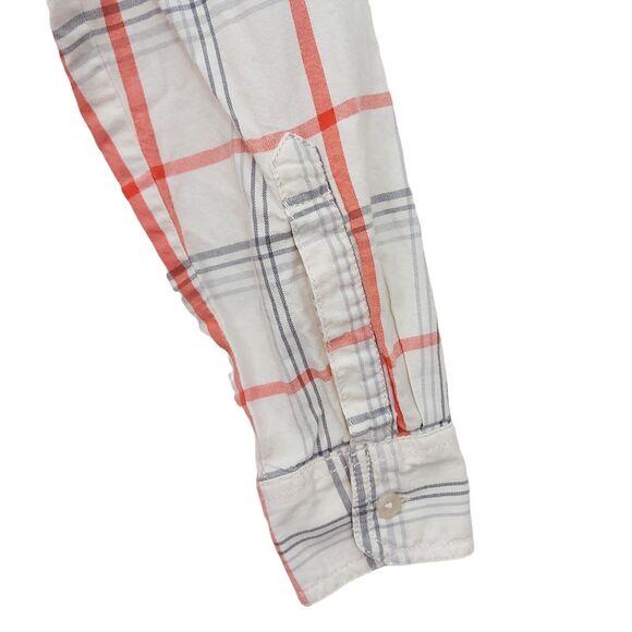 Banana Republic Shirt Womens XS Cotton Beige Plaid Button Up Long Sleeve Preppy - Picture 8 of 10